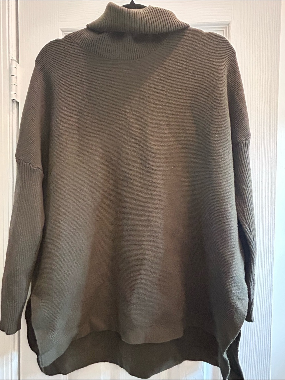 Amazon Olive Green Women's Ribbed Cowlneck Sweater